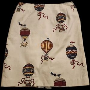 Hot Air Balloon Vintage Pencil Skirt Talbots Size 4/6/8 Unique Rare Cotton